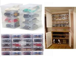 High Quality 10pcslot Foldable Plastic Shoe Storage Case Boxes Stackable Organiser Shoe Holder basket Easy DIY 04048578284