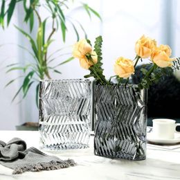 Vases Nordic Ins Artificial Thick Glass Vase Home Dining Table Flowers Tulip Decoration Flower Arrangement Ornaments