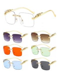Sunglasses Luxury Designer Women Men Clear Ocean Lens Aesthetic Eyewear Vintage Rimless Square Sun Glasses UV400 2022 Trend1298589