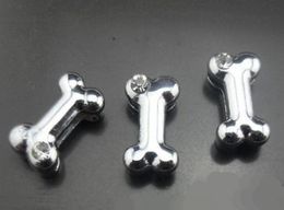 100pcslot 8mm one rhinestone dog bone slide charm Fit for 8MM Pet Collar Bracelet keychains8586706