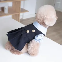 Dog Apparel INS Fashion Clothes Winter School Uniform Skirt Cute Pleated Shirt Pet Clothing Cat