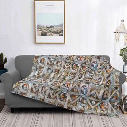 Blankets Michaelangelo-Sistine Chapel Ceiling Printing High Qiality Warm Flannel Blanket Michaelangelo Sistine