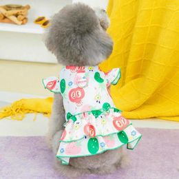 Dog Apparel Pet Summer Dress Bright Colour Comfortable Dress-up Beautiful Puppy Cartoon Pattern