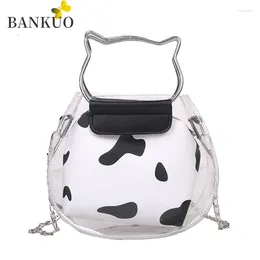 Shoulder Bags BANKUO Women's Spring Transparent Jelly Bag PU Leather Cow Pattern Fashion Chain Zipper Handbags C312