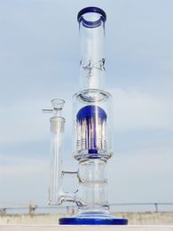 16 Inch Heady Glass Bong 9MM Thickness Heavy Clear Blue Ice Catcher Jellyfish Philtre Hookah Glass Bong Dab Rig Recycler Water Bongs 14mm US Warehouse