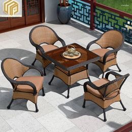 Camp Furniture Garden Table And Chair Combination Outdoor Leisure Terrace Five Piece Villa Balcony Cane