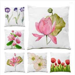 Pillow Living Room Decoration Flower Cover 45x45 Art Lotus Throw Covers Home Decor Sofa Beautiful Gift Bed Square E0768