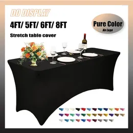 Table Cloth DD Pure Solid Color Spandex Tablecloth For El Wedding Party Banquet 4FT 6FT 8FT Elastic Fabric Cover Custom Logo