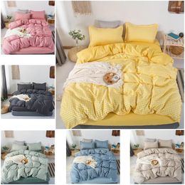 Bedding Sets Checked Pattern Fabric Fashion 2/3 Piece Bedroom Set Soft Down 1 Duvet Cover 1/2 Pillow US/EU/AU Double Bed Room