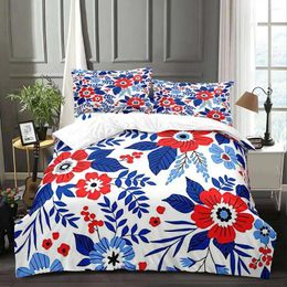 Bedding Sets Blue Spring Floral Duvet Cover Set Include 1 2 Pillowcases Ditsy Comforter Microfiber Soft