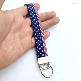 Keychains Flag Keychain USA Chain Launch Key Bijoux For Motorcycles And Cars Black Tag Embroidery