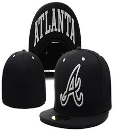 2020 New Men039s Braves Fitted Baseball Hats In Black Color City Name Under The Flat Brim Sports Team Closed Caps One Piece6820325