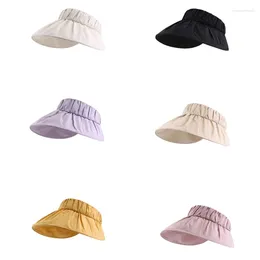 Berets Portable Wide Brims Sun Hat Foldable Adjust Size For Women Sunproof Outdoor Empty Top Camping Visor