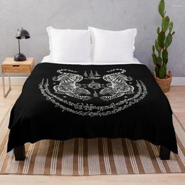 Blankets Sak Yant Thai Tattoo Twin Tiger Muay Magical Thailand Igloo White Throw Blanket Manga Winter Beds Summer