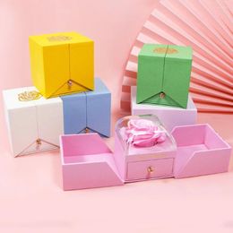 Gift Wrap Double Open Rose Box Luxury Soap Flower Drawer Storage Case Display Holder Valentine's Day