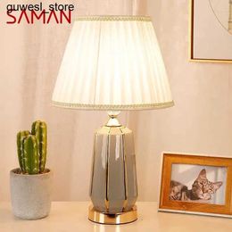 Night Lights SAMAN Contemporary Ceramic Table Lamp Luxury Living Room Bedroom Table Lamp Hotel Engineering Decoration Lamp S240513