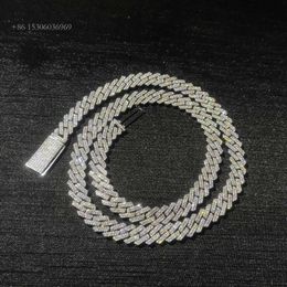 Iced Out Hip Hop Jewelry 10Mm 2 Rows Gold Plated Sier VVS Moissanite Cuban Link Chain