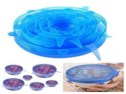 DHL 6PCS Set Silicone Stretch Suction Pot Lids Food Grade Silicone Fresh Keeping Wrap Seal Lid Pan Cover Nice Kitchen Accessories 4902191