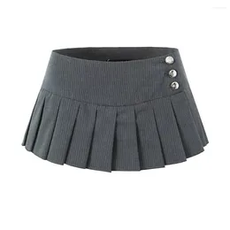 Skirts 2024 Zarb Spring/Summer Women's European And American Style Fashion Small Crowd Stripe Mini Pleated Half Skirt