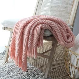 Blankets Drop Nordic Knitted Blanket Solid Colour Throw Decorative For Sofa Bed Plaids 127 170cm