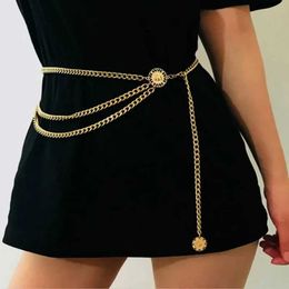 Waist Chain Belts Hip Gold Silver Narrow Metal Chunky Frings Crystal Diamond Corset Q2405111