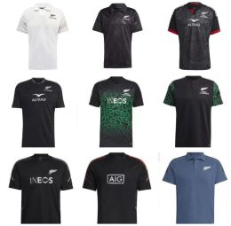 2023 Världscup svarta rugby tröjor svarta New Jersey Zeeland Fashion Sevens 2023 2024 All Super Rugby Vest Shirt Polo Maillot Camiseta Maglia Tops