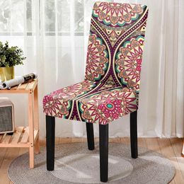 Chair Covers Mandala Print Stretch Anti-fouling Protector Washable Kitchen Stools High Back Office Spandex Room Decor