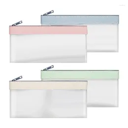 Gift Wrap 4 Pieces Money Bags With Zipper Cash Envelopes Pouch Clear Bank Deposit Bag Coin 19.5 X 9.5Cm