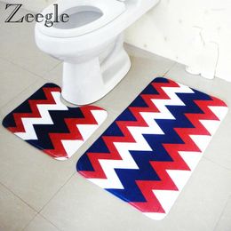 Bath Mats 2pcs Striped Bathroom Carpet Mat Anti-slip Rug Toilet Shower Room Foot Absorbent Floor