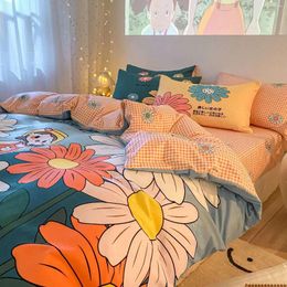 Bedding Sets 4PCS Duvet Cover Set Princess Style Cartoon Cute Quilt Bed Sheet Skin-friendly Textile Decoration