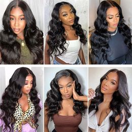 26 Inch Long Loose Deep Wave Lace Front Human Hair Wigs for Women Lace Frontal Wig Transparent HD Lace Glueless Synthetic Wig Pre Plucked DHL