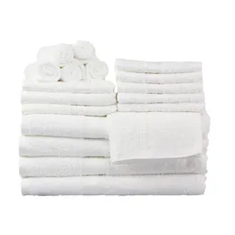 Table Mats Basic Solid 18-Piece Bath Towel Set Collection White