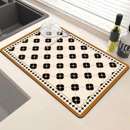 Table Mats Dish Cup Drying Placemats For Kitchen Tableware Draining Pad Absorbent Printed Drain Mat Coffee Decor