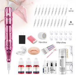 Permanent Makeup Machine Kits Only For Lips Set Wireless Charge Microshading Tattoo Spplies 240510