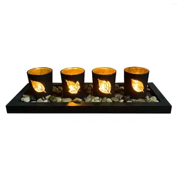 Candle Holders Creative Wooden Candlestick Succulent Plant Pot Tray Holder Table Desktop Decoration Rustic Wedding Holiday Decor