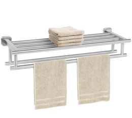Stainless Steel Double Towel Rack Wall Mount Bathroom Shelf Bar Rail el Style9732818