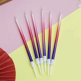 5Pcs Candles Thread Colourful Gradient Cake Happy Birthday Candle Party Pencil Childrens Princess Long Candle Festival Event Decoration