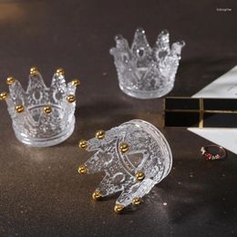 Candle Holders Modern Style Glasses Nordic Golden Crown Transparent Small Kerzenhalter Decor Table Basse