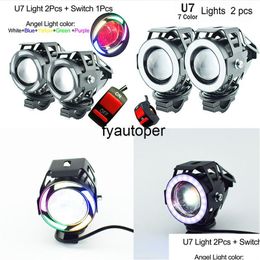 Other Auto Electronics Motorcycle Led Headlamp 12V 125W Moto Auxiliary Light Fog Lamp Super Bright Spotlights Motorbike Headlight Car Ottve