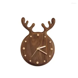 Table Clocks Nordic Real Wood Children Desk Clock Log Japanese Modern Wall Contracted Antlers Led Children's Room Decoration