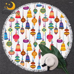 Towel BlessLiving Wind Chimes Beach Bells Round Bath Colorful Toalla Sunblock Blanket Festival Summer Mat 150cm