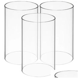 Candle Holders 3 Pcs Desktop Windproof Lampshade Cylinder Vase Holder Tube Glass Household Drop Delivery Home Garden Decor Dhdp5