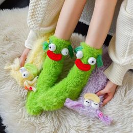 Women Socks Funny Winter For Girl Mid Tube Stockings Warm Coral Velvet Sleep Floor Sock Thermal Slipper