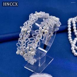 Headpieces HNCCX Handmade Wedding Crystal Hair Hoops Pearl Headdress Shining Rhinestones Headband Bride Headwear For Women Party CP654