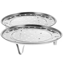 Double Boilers 2 Pcs Steamer Large Stock Pot Air Cooker Dumpling Round Trivet Bacon Steaming Dish Plate Rack With Holes Tray