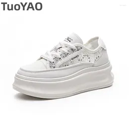 Casual Shoes 6cm Air Mesh Synthetic Microfiber Leather Breathable Hollow Platform Wedge Women Summer Spring Ethnic Chunky Sneaker Bling