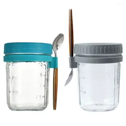 Storage Bottles Anti-leak Porridge Cup Overnight Oats Outdoor Breakfast Jar Lid Container Glass Mason Oatmeal Containers
