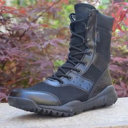 Summer Combat Boot Men Women Climbing Training Lightweight Waterproof Tactical Boots Outdoor Hiking Breathable Mesh Army Shoes 240508