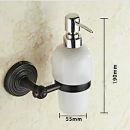 Liquid Soap Dispenser Antique Brass Black Ceramic Bottle Wall Mounted Bathroom Accessories Products L