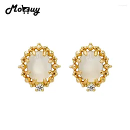 Stud Earrings MoBuy Natrual Moonstone For Women Gemstone Earring 925 Sterling Silver Gold Plated Fine Jewelry Elegant Bijou